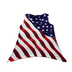 Sweet Gisele American Flag Tank Top Women Patriotic Sleeveless Shirt M